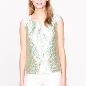 J. Crew Sleeveless Gilded Brocade top